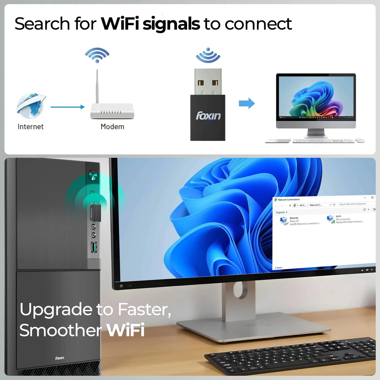 Foxin USB WiFi Adapter 300Mbps (FWD 300) view 6